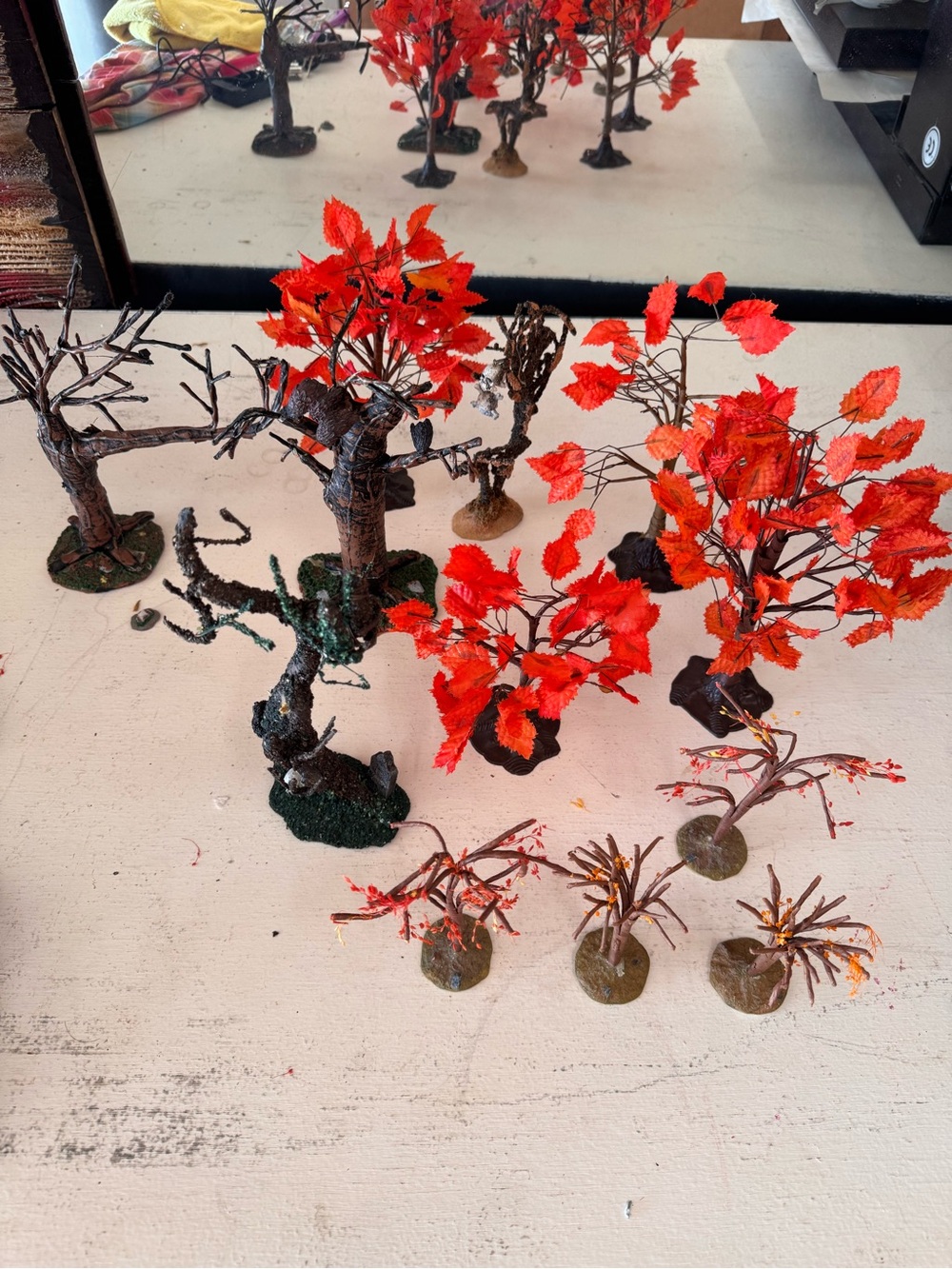 Lemax Red and Brown Miniature Autumn Trees Set